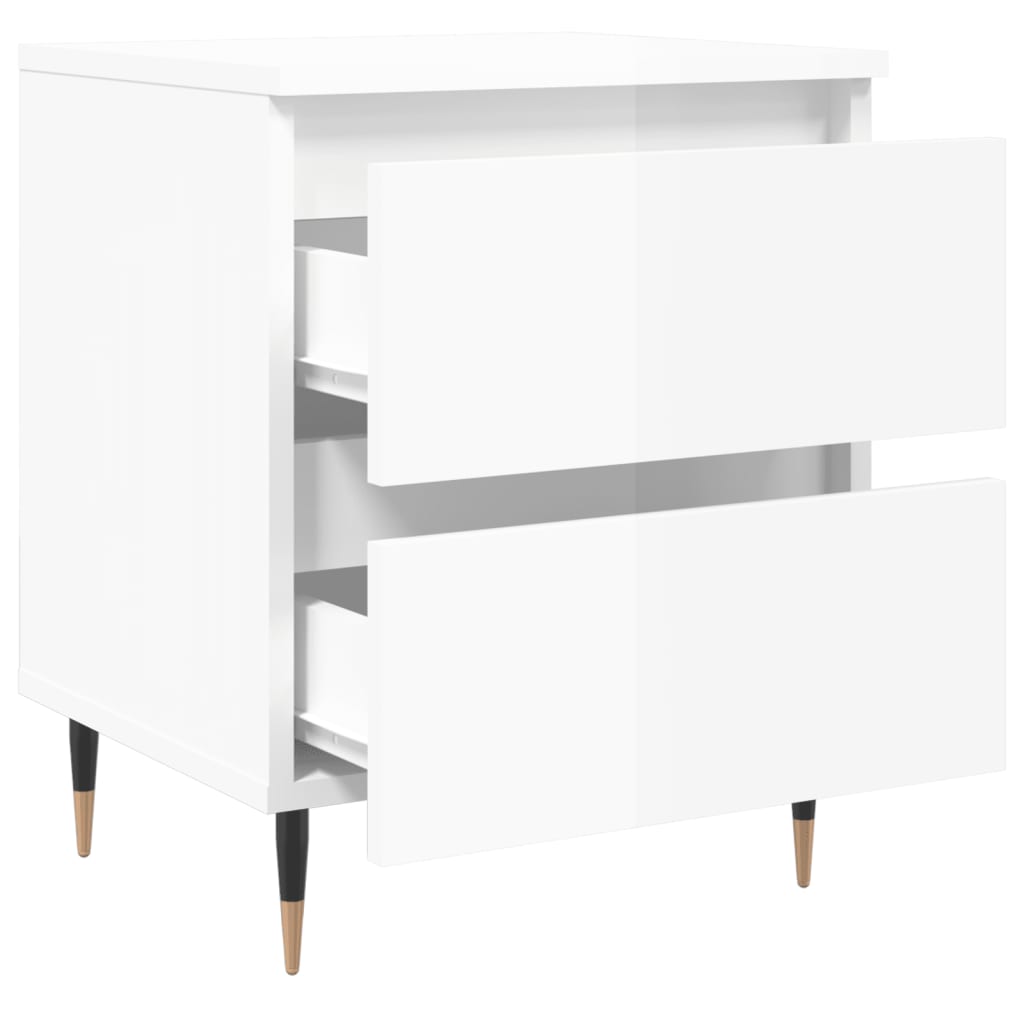 Comodino Bianco Lucido 40x35x50 cm in Legno Multistrato 826864