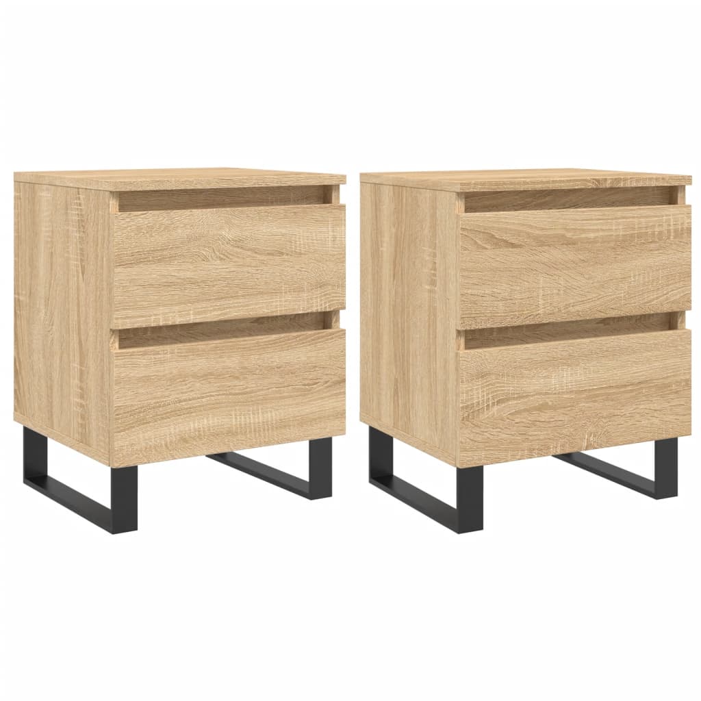 Comodini 2pz-Set di 2 Tavolino da notte Rovere Sonoma 40x35x50 cm in Legno Multistrato 130761