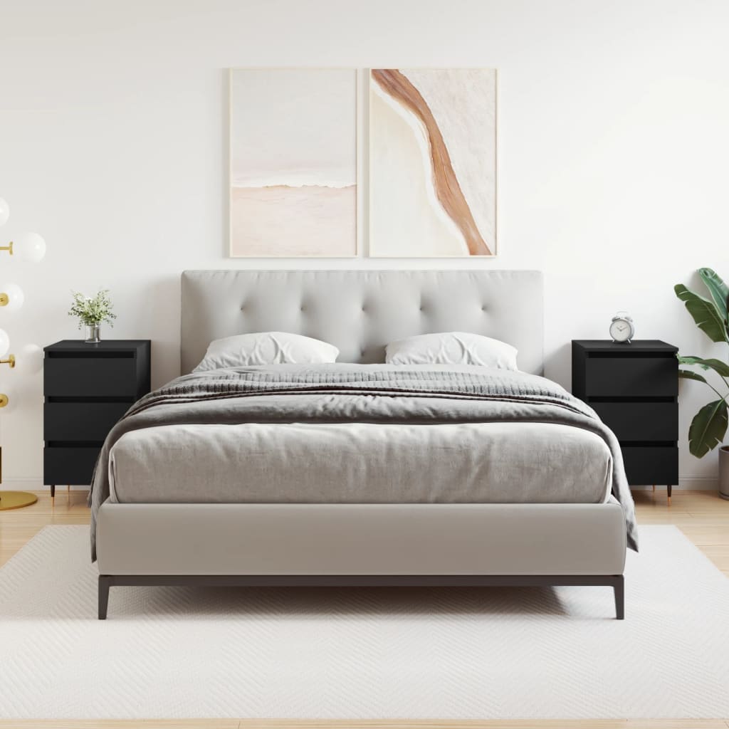 Comodini 2 pz Neri 40x35x69 cm in Legno Multistrato 826911