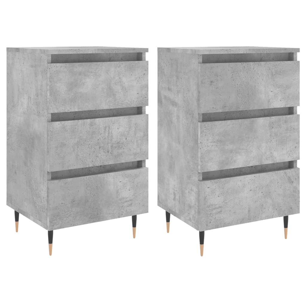Comodini 2 pz Grigio Cemento 40x35x69 cm in Legno Multistrato 826917