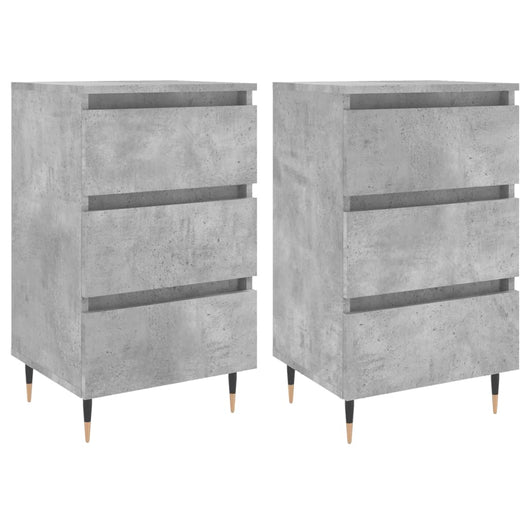 Comodini 2 pz Grigio Cemento 40x35x69 cm in Legno Multistrato 826917
