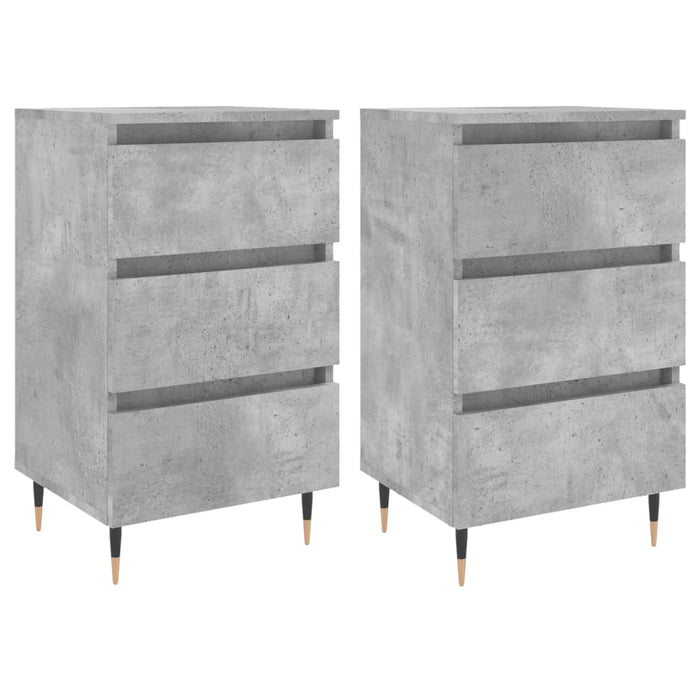Comodini 2 pz Grigio Cemento 40x35x69 cm in Legno Multistrato 826917