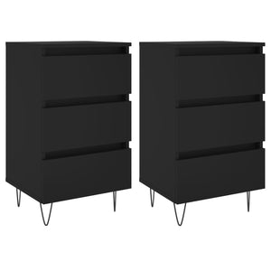 Comodini 2 pz Neri 40x35x69 cm in Legno Multistrato 826927