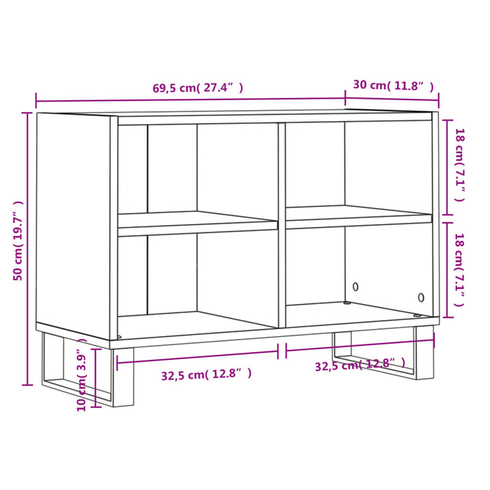 Mobile Porta TV Bianco 69,5x30x50 cm in Legno Multistrato 826972