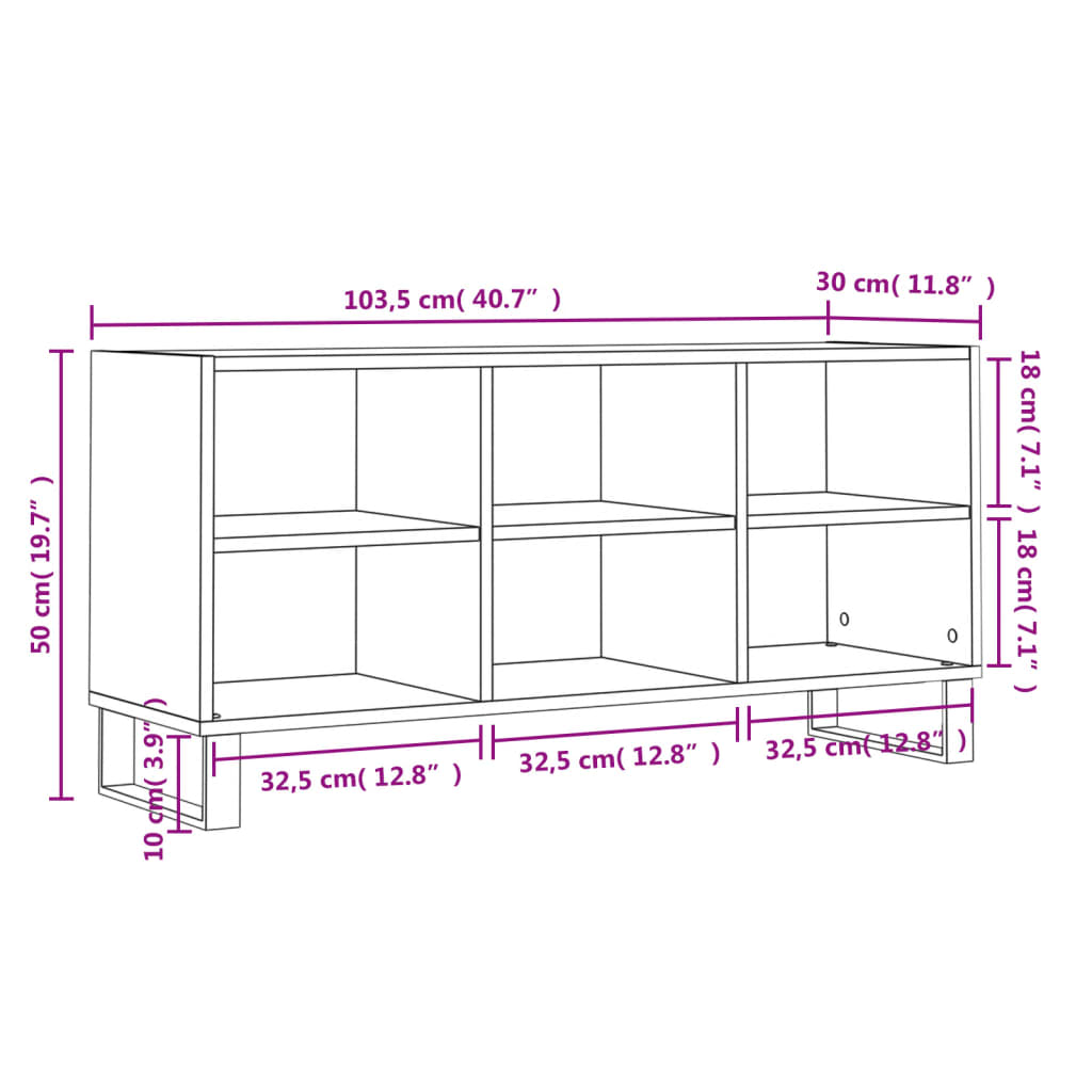 Mobile Porta TV Bianco 103,5x30x50 cm in Legno Multistrato 826996