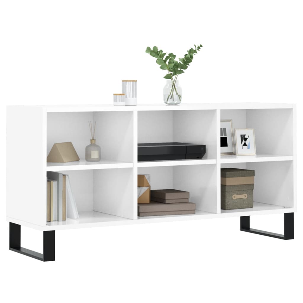 Mobile Porta TV Bianco Lucido 103,5x30x50 cm Legno Multistrato 826998