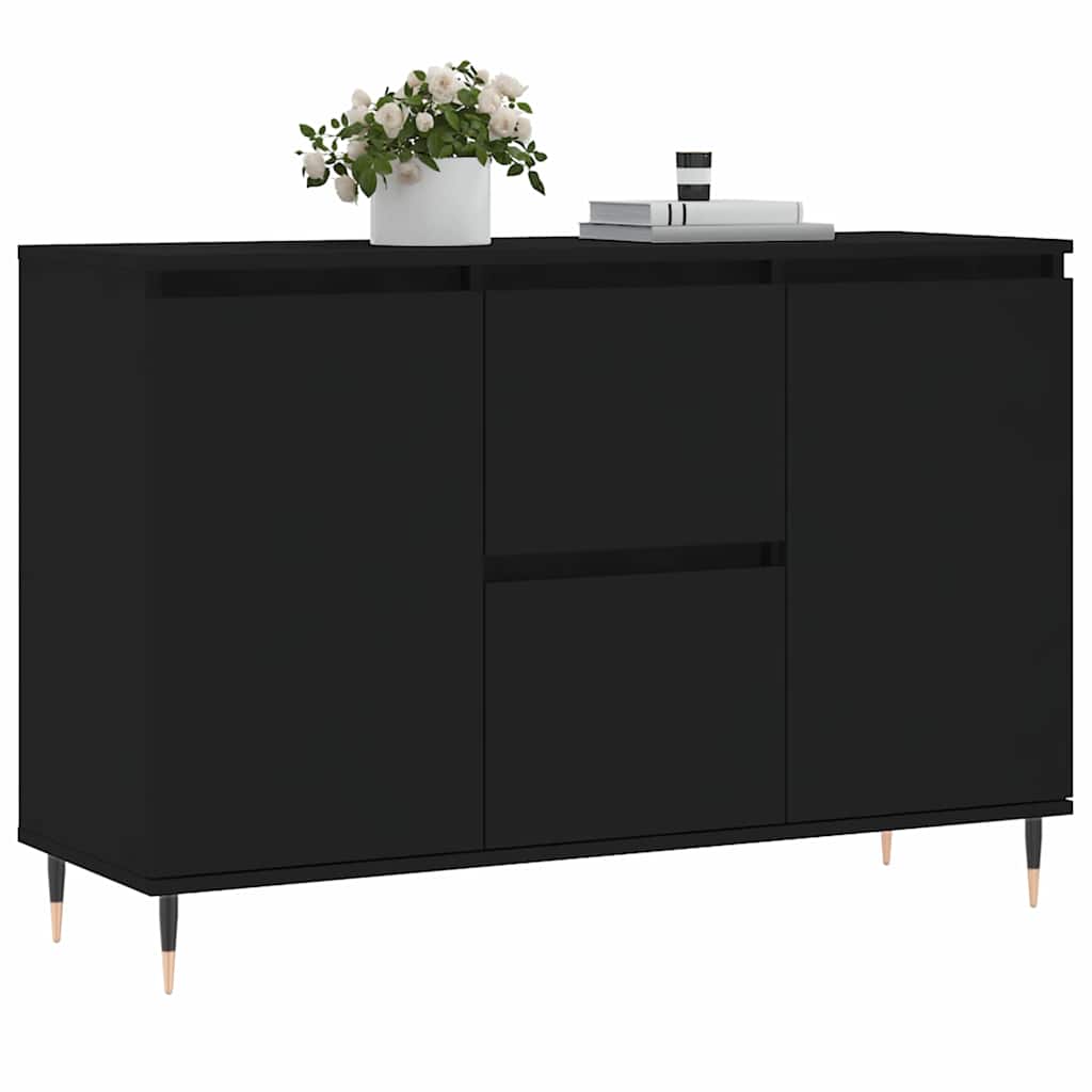 Credenza-Buffet-Armadio da cucina Nera 101,5x35x70 cm in Legno Multistrato