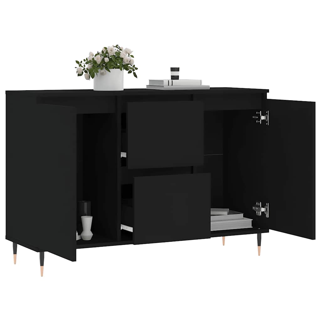 Credenza Nera 101,5x35x70 cm in Legno Multistrato 827197