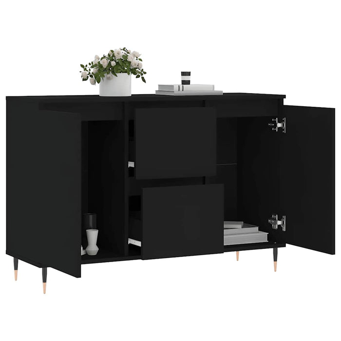 Credenza Nera 101,5x35x70 cm in Legno Multistrato 827197