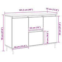 Credenza Nera 101,5x35x70 cm in Legno Multistrato 827197