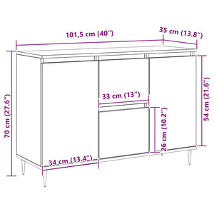 Credenza Nera 101,5x35x70 cm in Legno Multistrato 827197