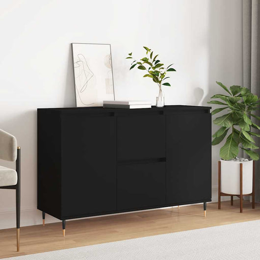 Credenza-Buffet-Armadio da cucina Nera 101,5x35x70 cm in Legno Multistrato