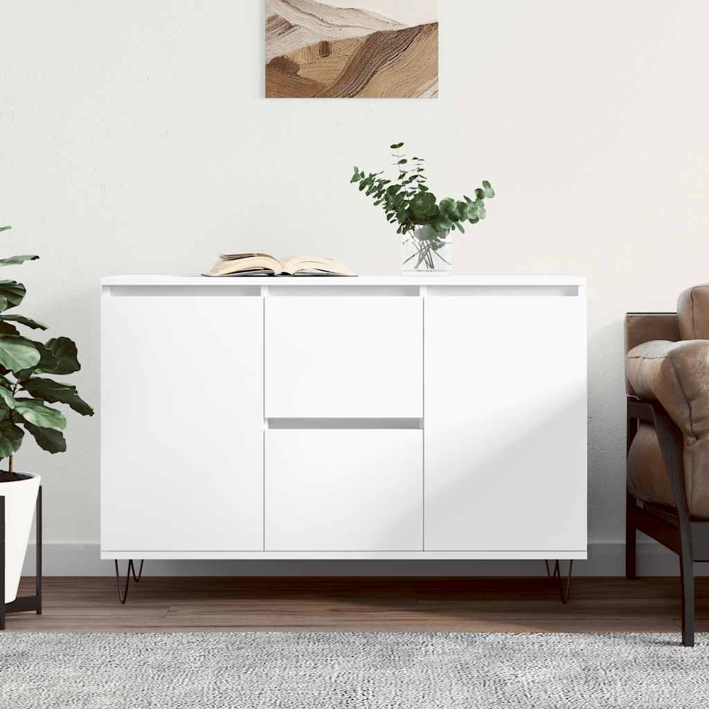 Credenza-Buffet-Armadio da cucina Bianca 101,5x35x70 cm in Legno Multistrato 441215