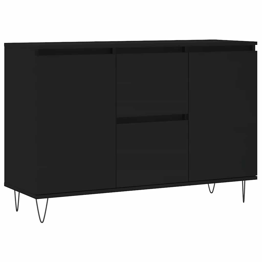 Credenza-Buffet-Armadio da cucina Nera 101,5x35x70 cm in Legno Multistrato
