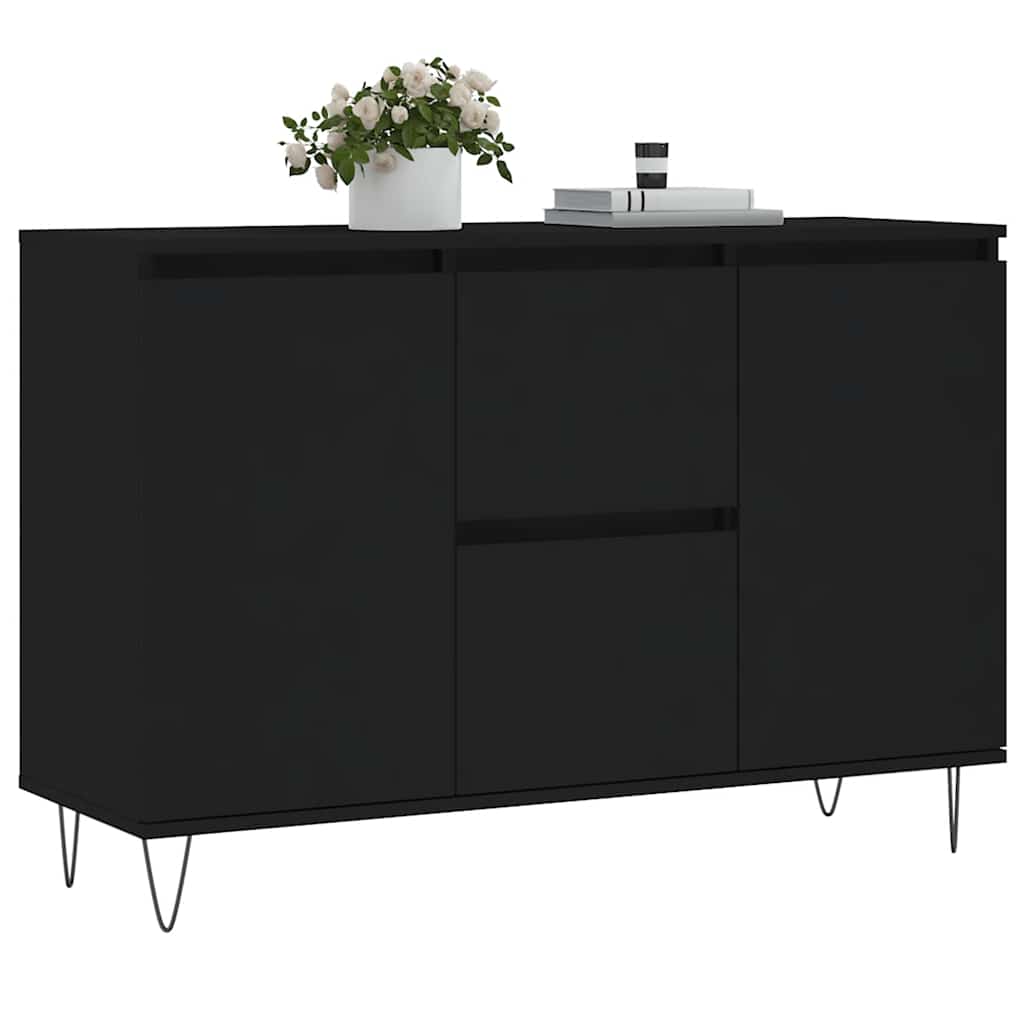 Credenza Nera 101,5x35x70 cm in Legno Multistrato 827205