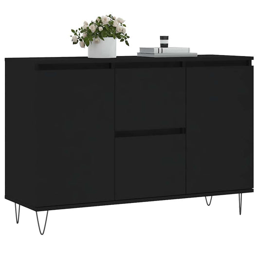 Credenza-Buffet-Armadio da cucina Nera 101,5x35x70 cm in Legno Multistrato
