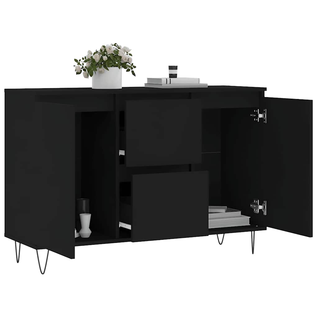 Credenza Nera 101,5x35x70 cm in Legno Multistrato 827205