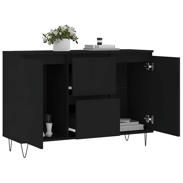 Credenza Nera 101,5x35x70 cm in Legno Multistrato 827205