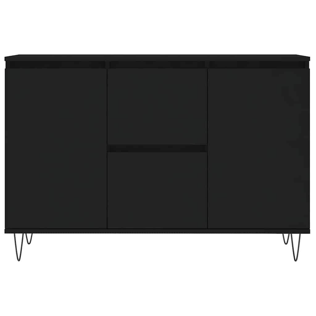 Credenza-Buffet-Armadio da cucina Nera 101,5x35x70 cm in Legno Multistrato