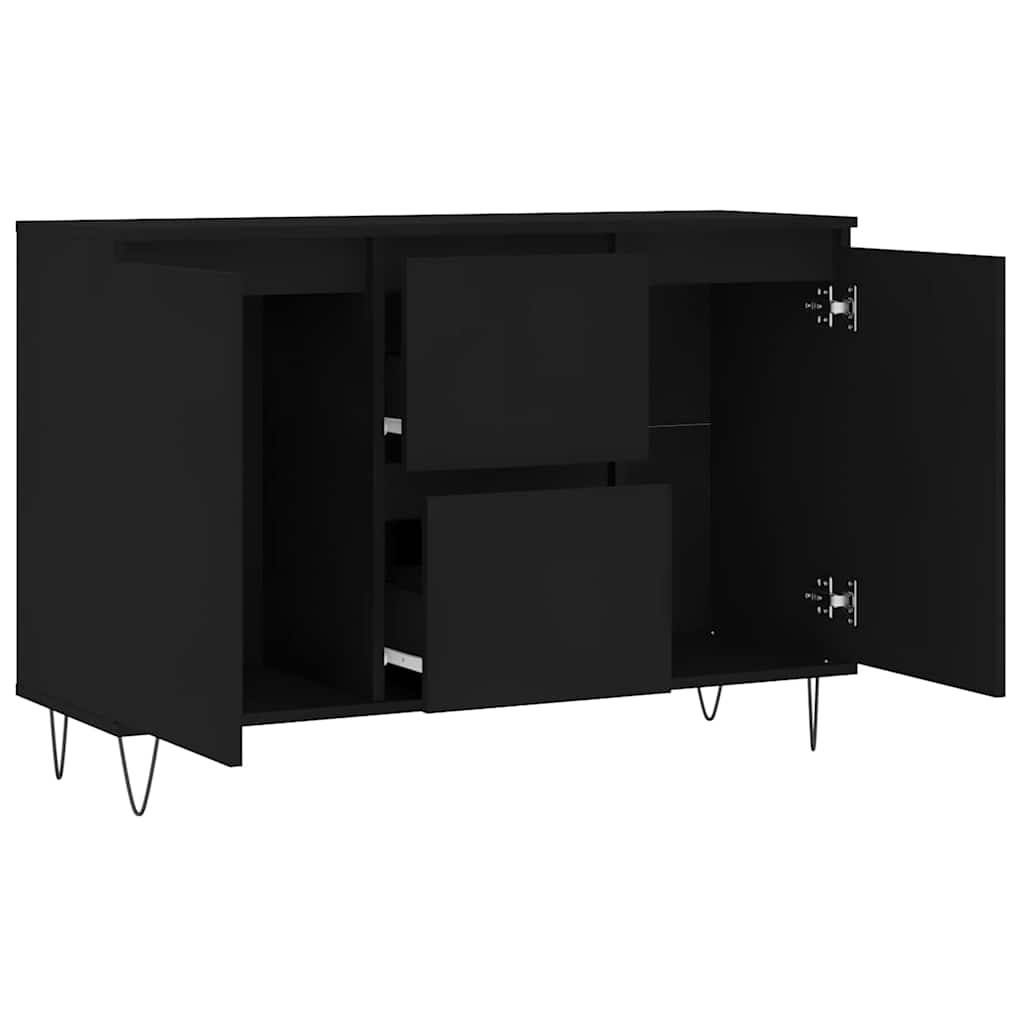 Credenza-Buffet-Armadio da cucina Nera 101,5x35x70 cm in Legno Multistrato