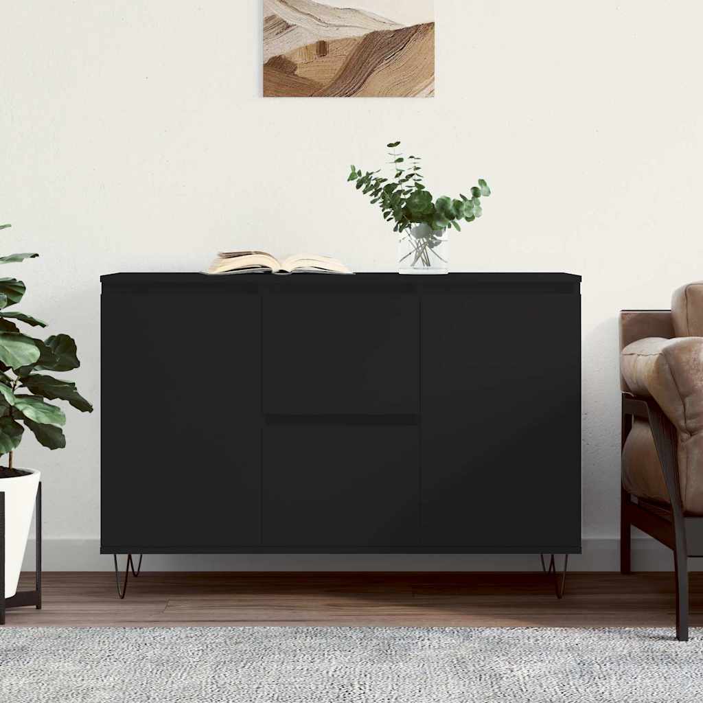 Credenza Nera 101,5x35x70 cm in Legno Multistrato 827205