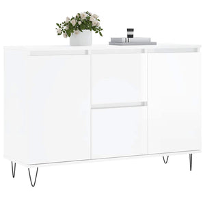 Credenza Bianco Lucido 101,5x35x70 cm in Legno Multistrato 827206