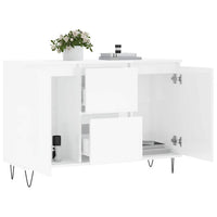 Credenza Bianco Lucido 101,5x35x70 cm in Legno Multistrato 827206