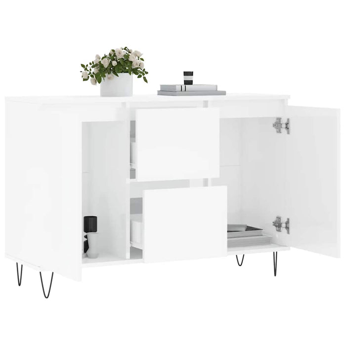 Credenza Bianco Lucido 101,5x35x70 cm in Legno Multistrato 827206