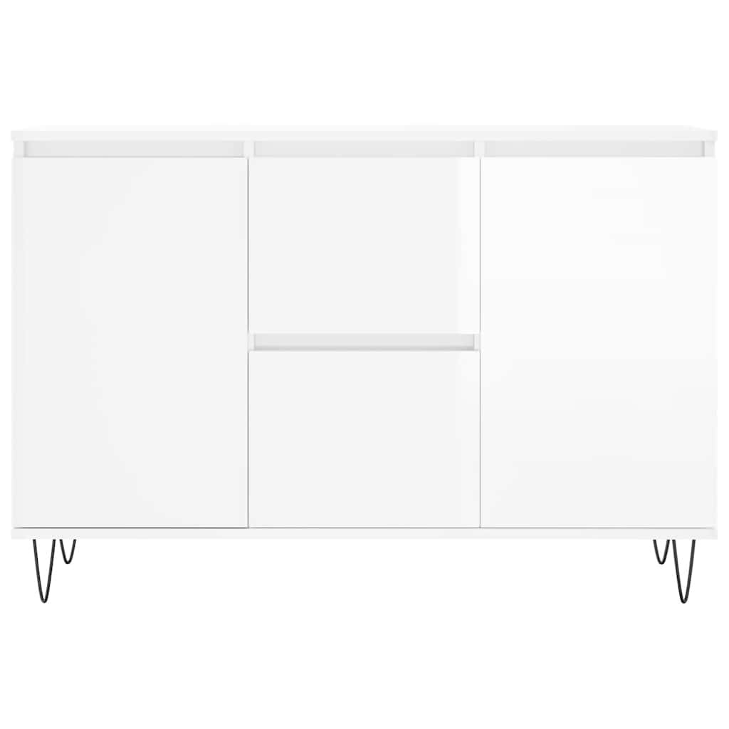 Credenza Bianco Lucido 101,5x35x70 cm in Legno Multistrato 827206