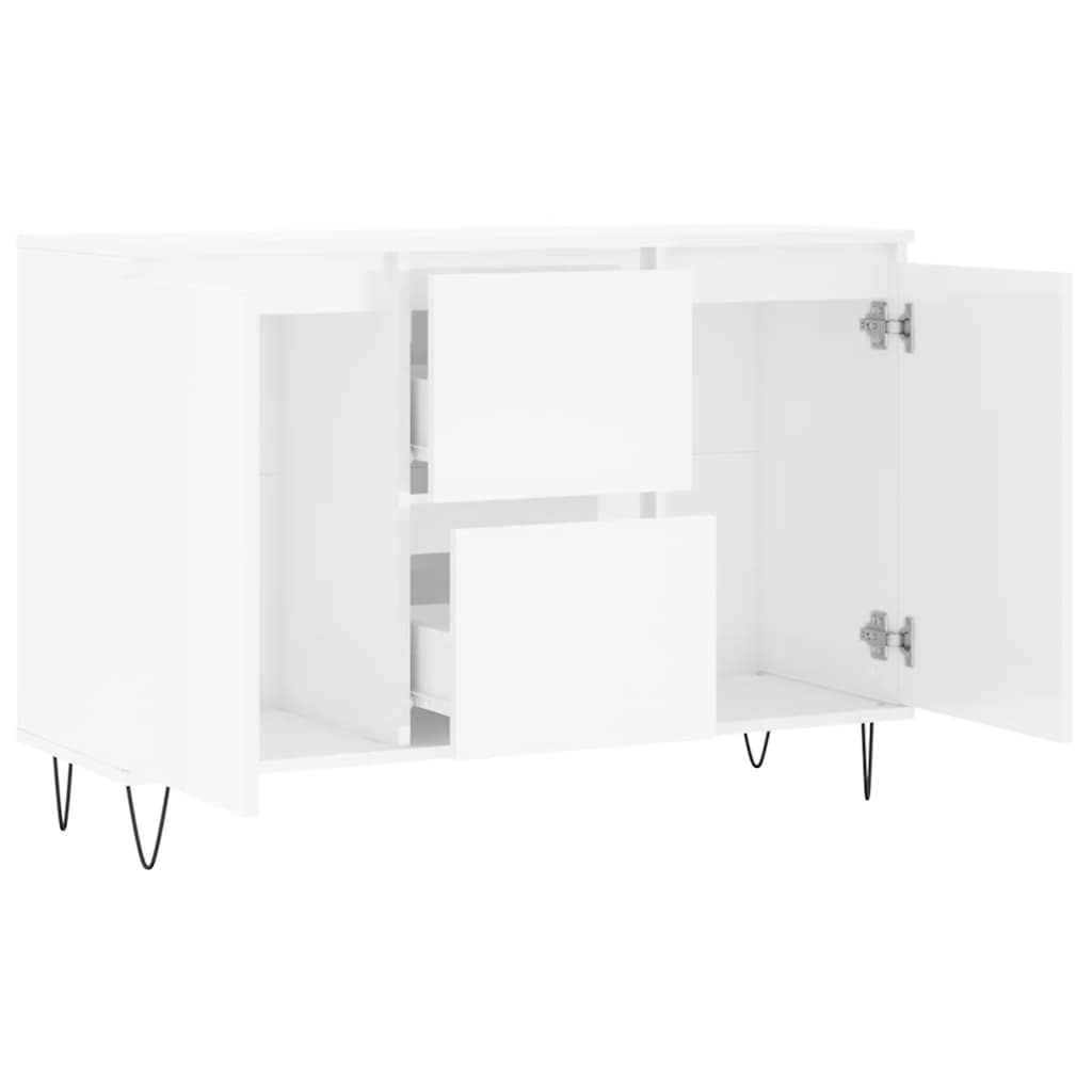 Credenza Bianco Lucido 101,5x35x70 cm in Legno Multistrato 827206