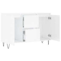 Credenza Bianco Lucido 101,5x35x70 cm in Legno Multistrato 827206