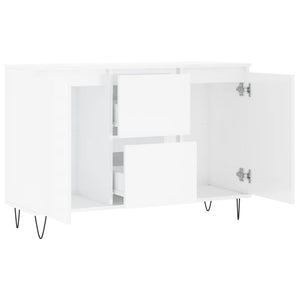 Credenza Bianco Lucido 101,5x35x70 cm in Legno Multistrato 827206