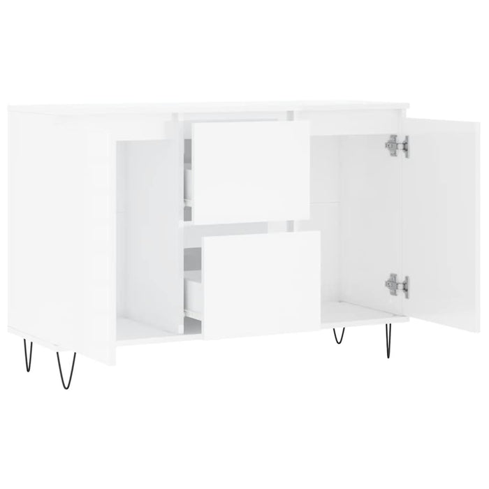 Credenza Bianco Lucido 101,5x35x70 cm in Legno Multistrato 827206
