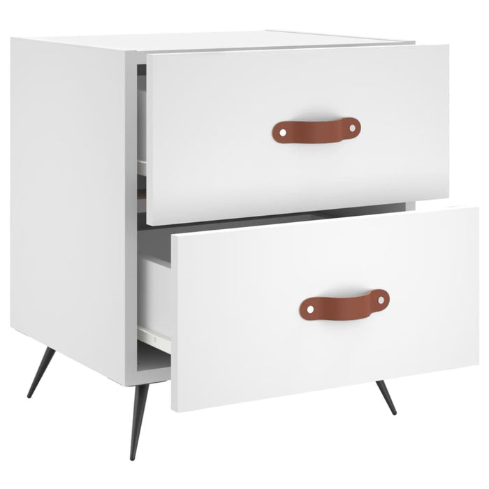 Comodino-Tavolino da notte Bianco 40x35x47,5 cm in Legno Multistrato 117983