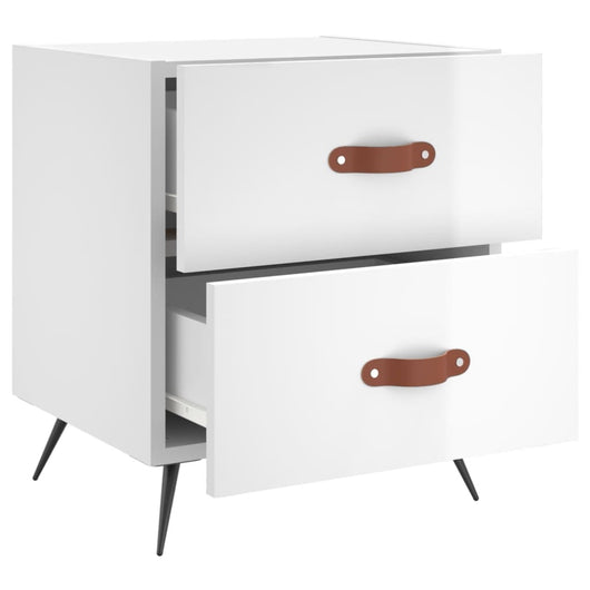 Comodino-Tavolino da notte Bianco Lucido 40x35x47,5 cm in Legno Multistrato