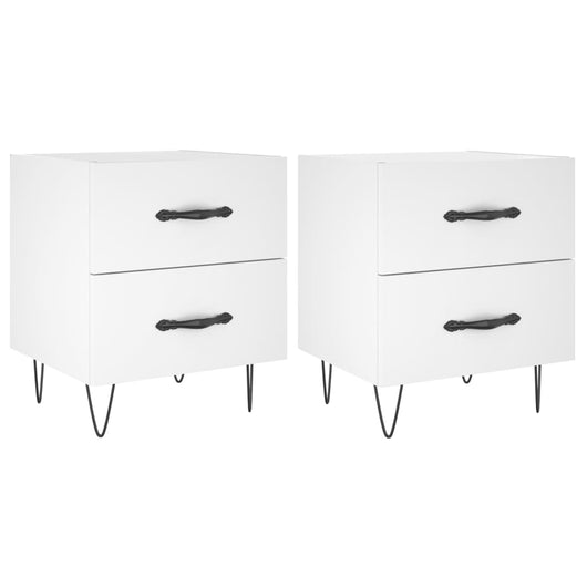 Comodini 2 pz Bianchi 40x35x47,5 cm in Legno Multistrato 827293