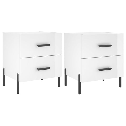 Comodini 2 pz Bianco Lucido 40x35x47,5 cm in Legno Multistrato 827329