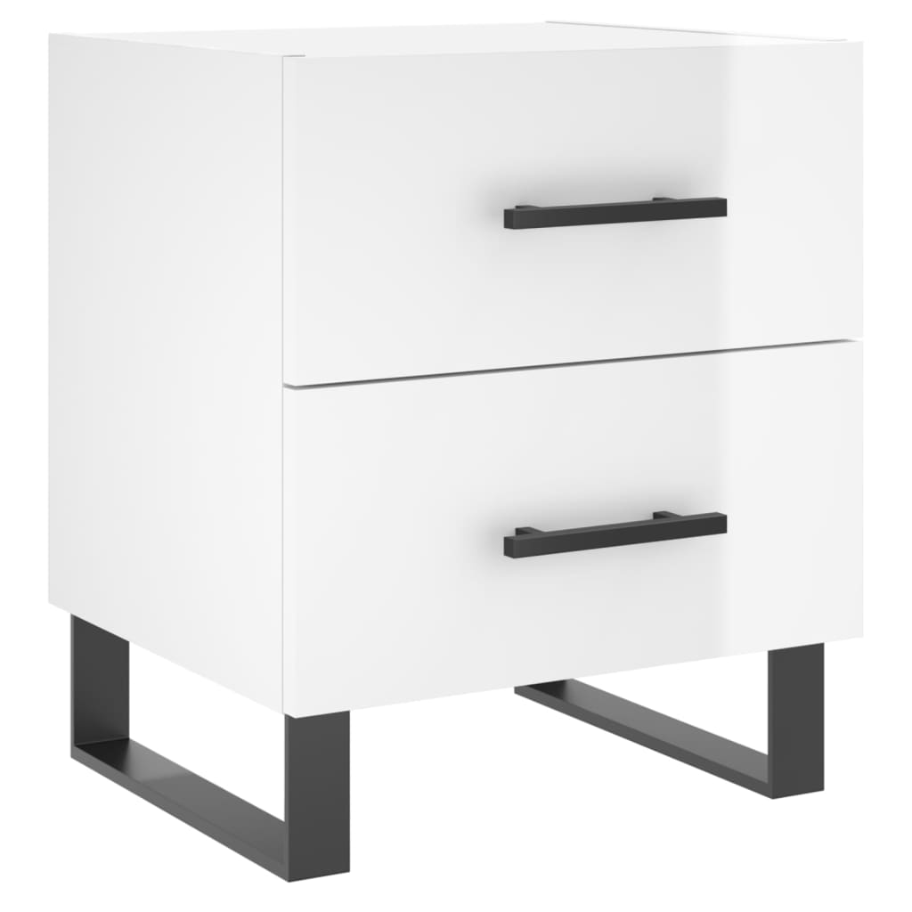 Comodini 2 pz Bianco Lucido 40x35x47,5 cm in Legno Multistrato 827361