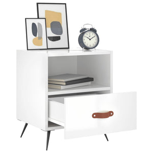 Comodini 2 pz Bianco Lucido 40x35x47,5 cm in Legno Multistrato 827377