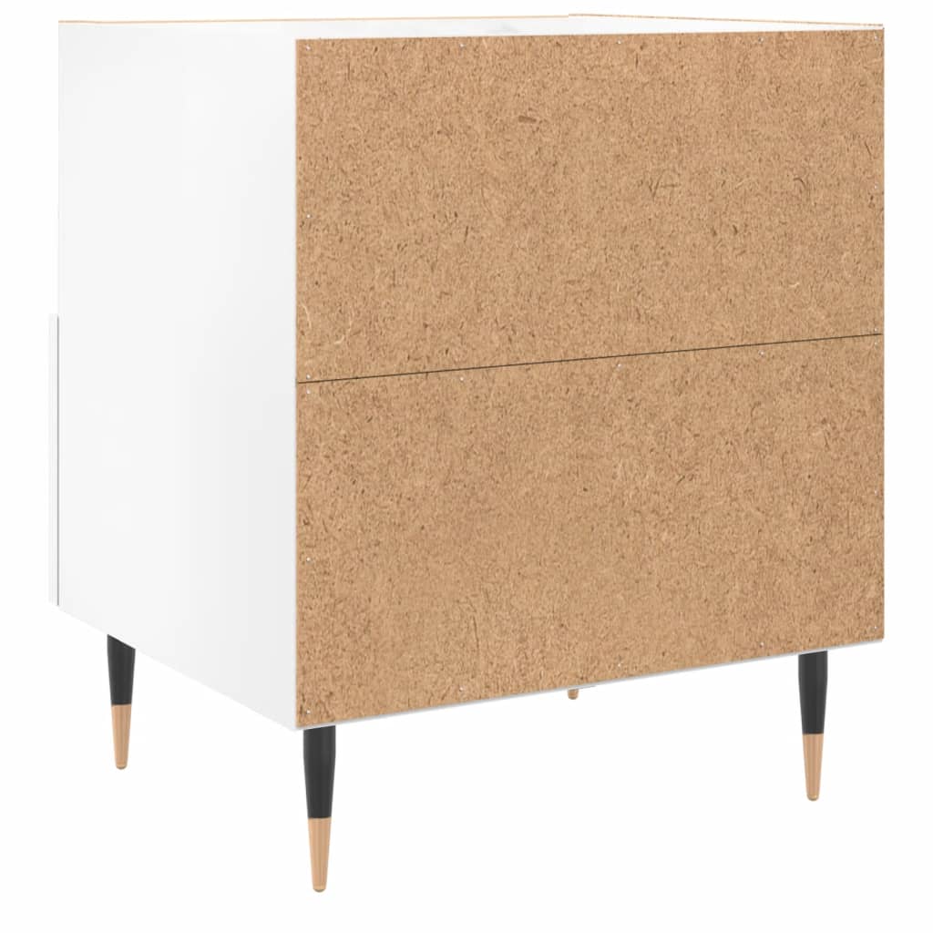 Comodino Bianco Lucido 40x35x47,5 cm in Legno Multistrato 827392