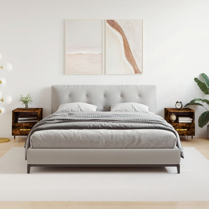 Comodini 2 pz Rovere Fumo 40x35x47,5 cm in Legno Multistrato 827399