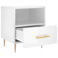 Comodino Bianco Lucido 40x35x47,5 cm in Legno Multistrato 827408