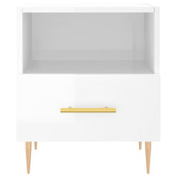 Comodino Bianco Lucido 40x35x47,5 cm in Legno Multistrato 827408
