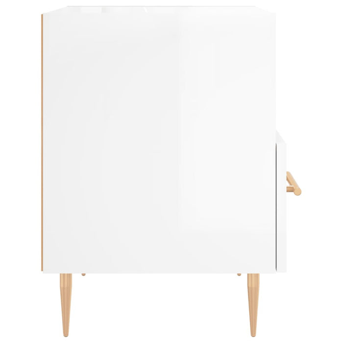 Comodino Bianco Lucido 40x35x47,5 cm in Legno Multistrato 827408