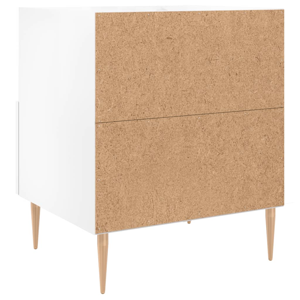 Comodino Bianco Lucido 40x35x47,5 cm in Legno Multistrato 827408