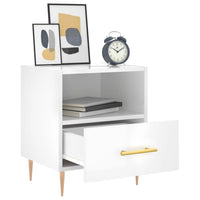 Comodino Bianco Lucido 40x35x47,5 cm in Legno Multistrato 827408