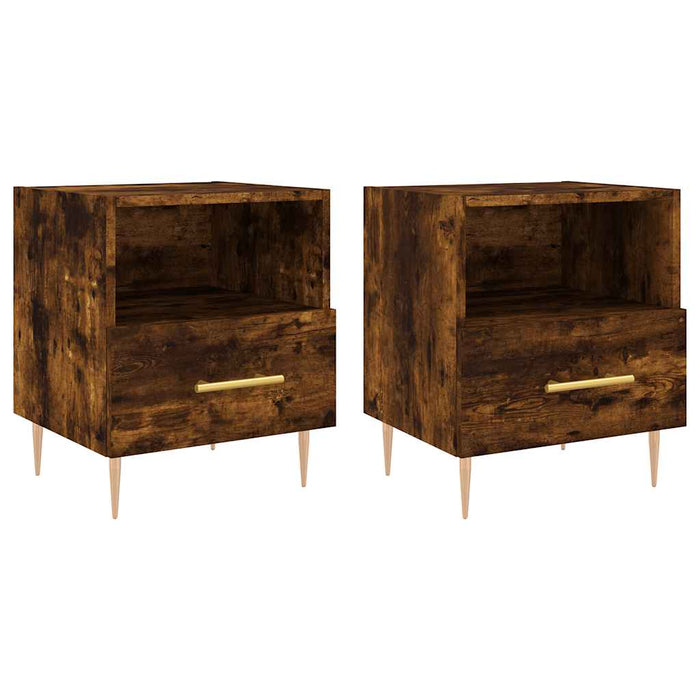 Comodini 2 pz Rovere Fumo 40x35x47,5 cm in Legno Multistrato 827415