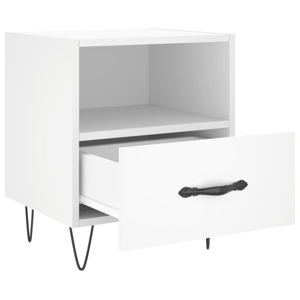 Comodino Bianco 40x35x47,5 cm in Legno Multistrato 827420