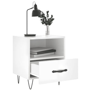 Comodini 2 pz Bianco Lucido 40x35x47,5 cm in Legno Multistrato 827425