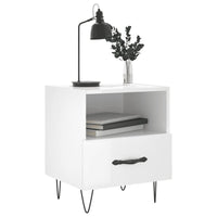 Comodini 2 pz Bianco Lucido 40x35x47,5 cm in Legno Multistrato 827425